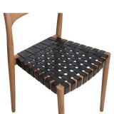DINING CHAIR WITH LEATER SEAT TEAKWOOD - CHAIRS, STOOLS